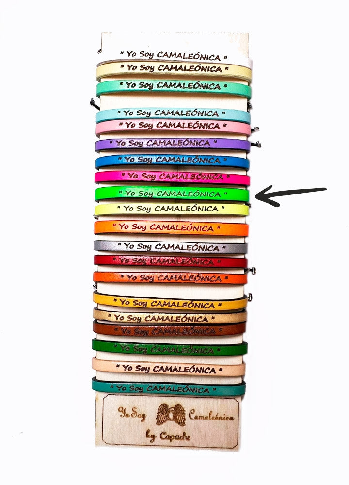 PULSERA YO SOY CAMALEÓNICA VERDE FLÚOR