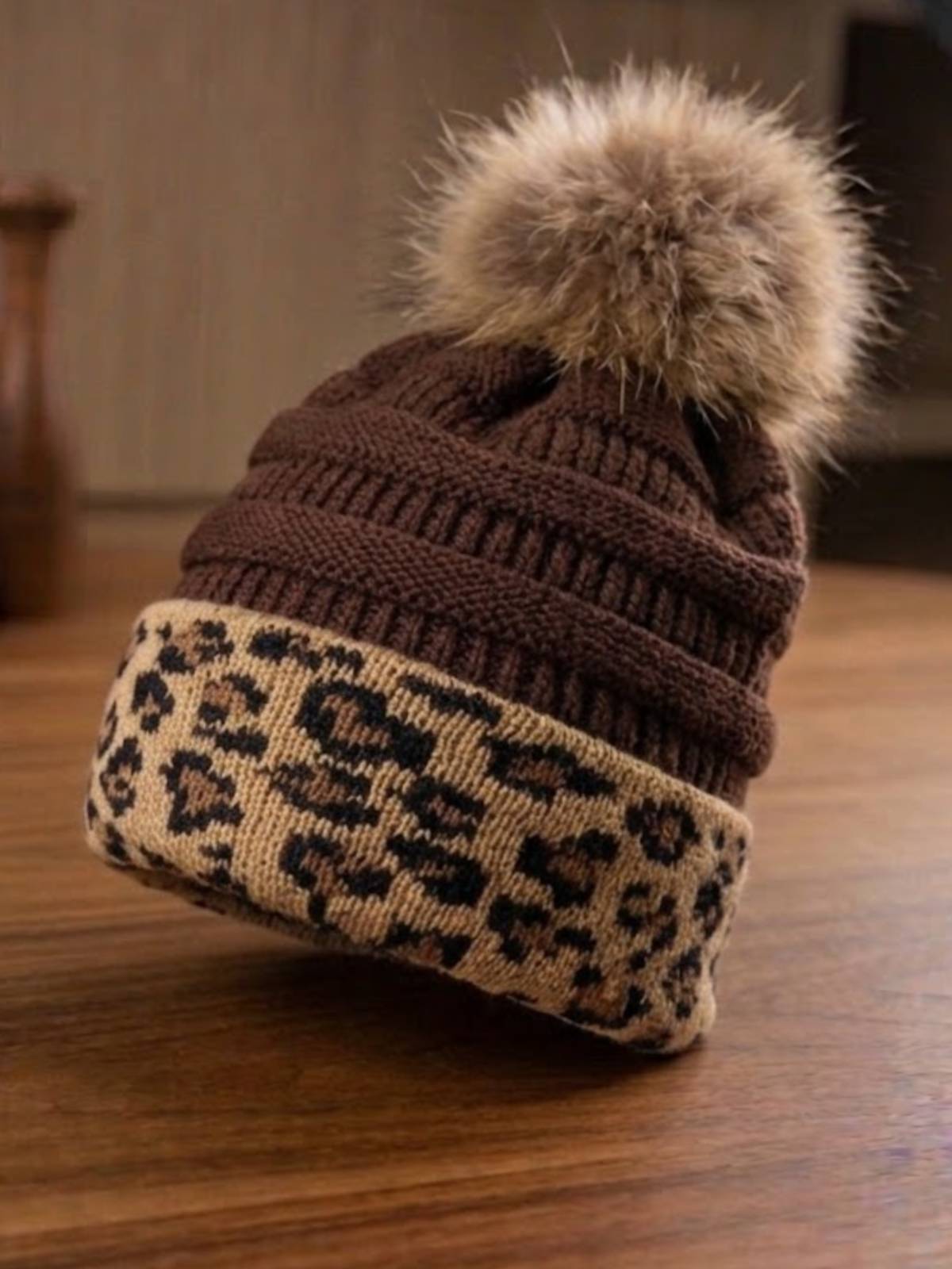 GORRO ANIMAL PRINT MARRON