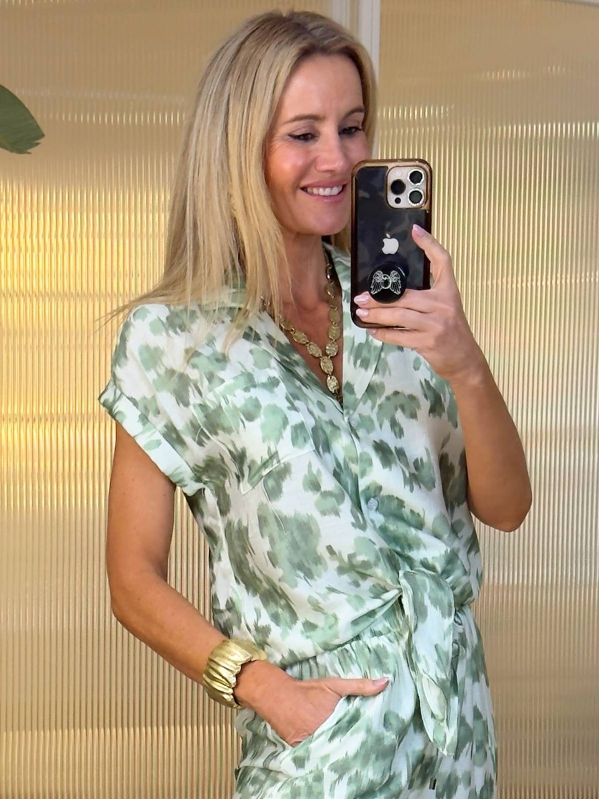 ANKARA GREEN BLOUSE
