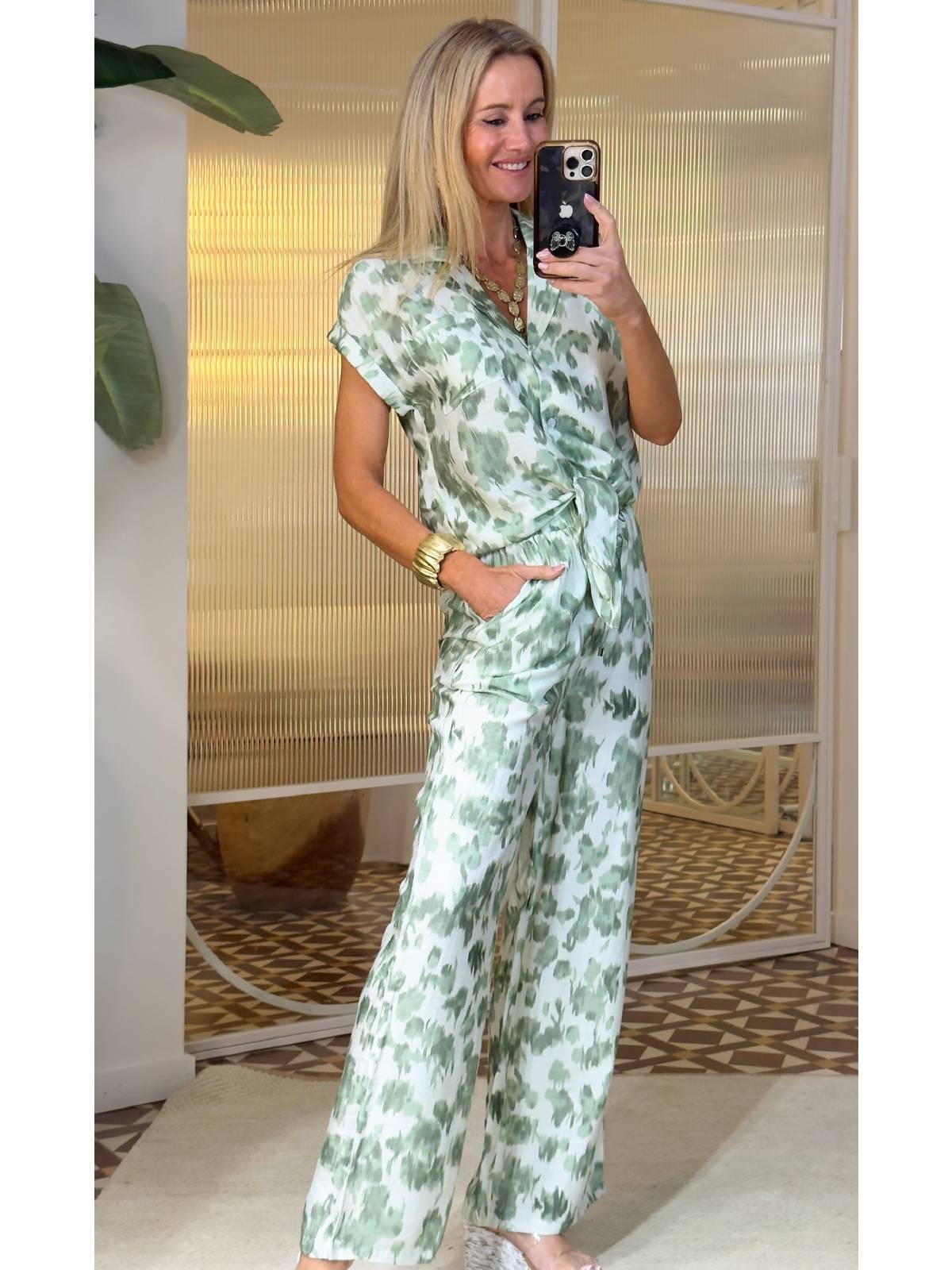 ANKARA GREEN BLOUSE